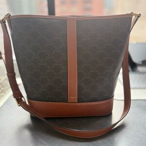 Celine Medium Triomphe Canvas Bucket Bag – Excellent Condition w/ Paris Receipt